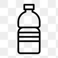 Png recyclable water bottle icon global warming reduction in simple line