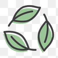 Png recycling leaf icon earth day symbol in simple line