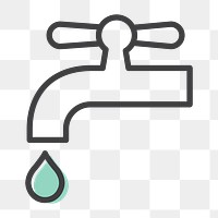 Png water faucet icon for world environment day in simple line