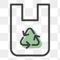 Png recyclable bag icon global warming reduction in simple line