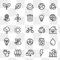 Environmental png icons for business in simple line set