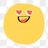 PNG smiling face sticker with heart-eyes cute doodle icon