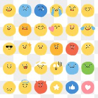 PNG cute doodle emoji icon set digital sticker