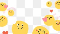 PNG transparent background of cute doodle emoji with heart sign