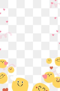 PNG frame of cute doodle emoji with heart sign