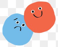 PNG cute emoji digital sticker smile and sad face