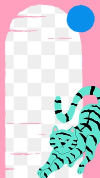 Frame png with cute tiger animal illustration design