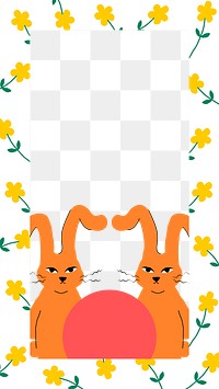 Frame png with cute easter bunny illustration design