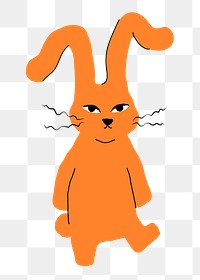 Sticker png orange rabbit illustration