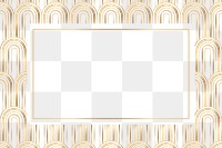 Png frame gold art deco style on transparent background