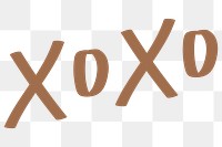 Png xoxo doodle text in brown sticker