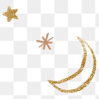 Png doodle crescent moon glitter sticker