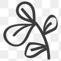 Png doodle black leaf sticker