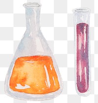 PNG test tube watercolor education graphic journal sticker