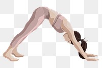 Yoga png downward dog pose sticker in minimal style