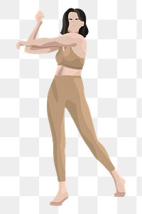 Stretching woman png sticker in minimal style