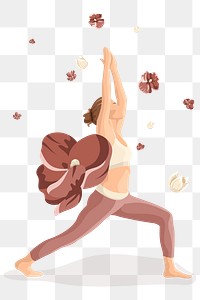 Healthy women png in yoga poses floral feminine design element