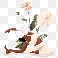 Yoga png head-to-knee pose sticker in minimal style