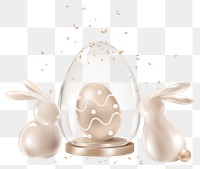 Png luxury easter egg 3D in glass rose gold with bunnies design element