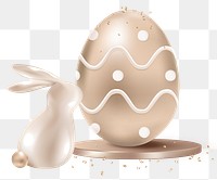 Png luxury easter egg 3D in glass rose gold with bunnies design element