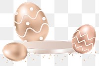 Png Easter product 3D background with rose gold painted eggs