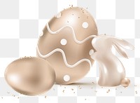 Png luxury easter egg 3D in glass rose gold with bunnies design element