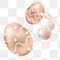 Png easter eggs 3D rose gold on transparent background for greeting card