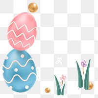 Png easter eggs 3D border colorful pastel on transparent background for greeting card