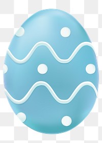 Png 3D easter egg blue sticker gold with polka dot pattern