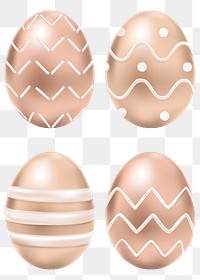 Png 3D easter egg rose gold sticker gold with pattern set