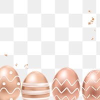 Png easter eggs 3D border rose gold on transparent background for greeting card