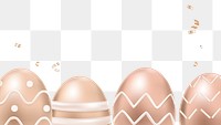 Png easter eggs 3D border rose gold on transparent background for greeting card