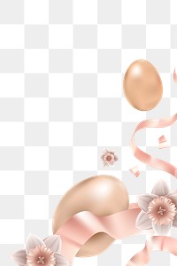 Png easter eggs 3D border floral rose gold on transparent background for greeting card