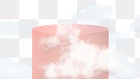 Png 3D rendering pink product podium with clouds
