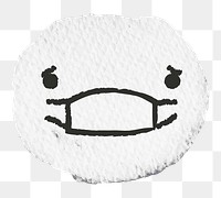 Emoticon doodle png with mask on canvas texture