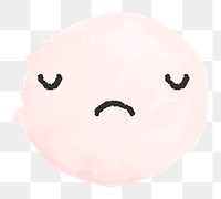 Sticker png pink watercolor emoticon with sad face