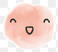 Sticker png red watercolor emoticon with smiling face