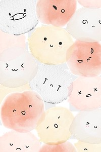 Png emoticons background with diverse feeling in cute doodle style  