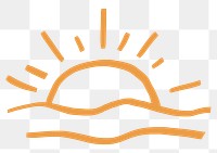 Sunset png cute summer doodle clipart in orange