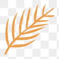 Png palm leaf summer sticker doodle in orange