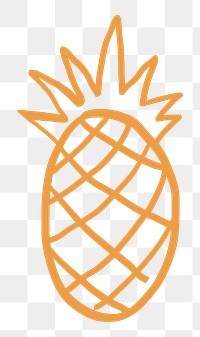 Pineapple sticker png tropical fruit doodle in orange
