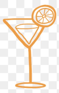 Martini cocktail png sticker cute doodle in summer vacation concept