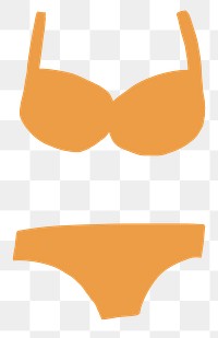 Bikini png sticker summer vacation doodle in orange