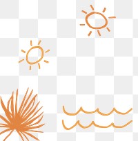 Png summer beach border with waves doodle clipart