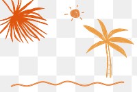 Png summer beach border with palm tree doodle clipart