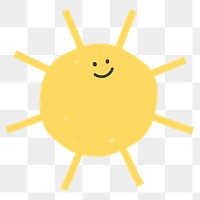 Sun png cute weather diary sticker with happy face for kids