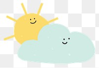 Png happy sun and cloud doodle journal sticker for kids