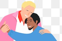 Interracial gay couple png design element