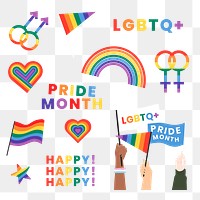 Pride month LGBTQ png element set