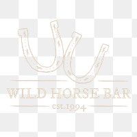 Png wild horse bar logo illustration with doodle horseshoe